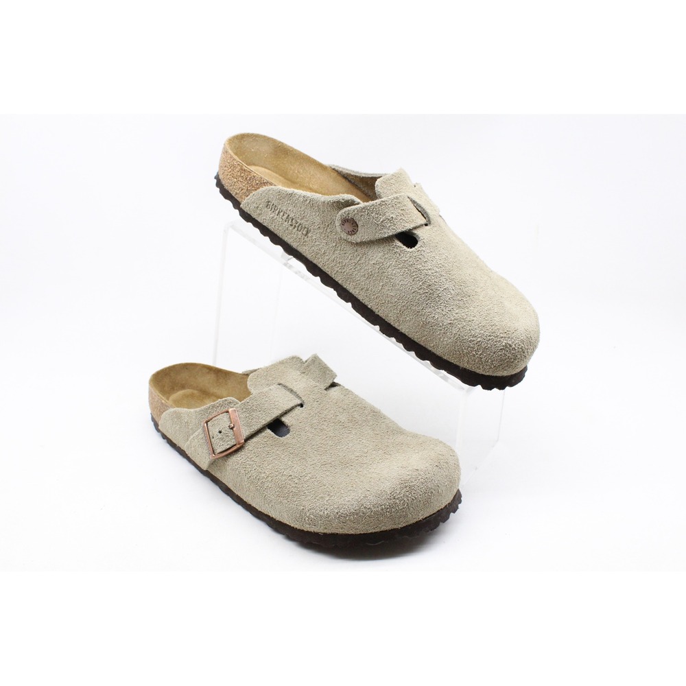 Birkenstock Boston Suede Clogs Taupe Soft Footbed Mens 8 Womens 10 EU 41